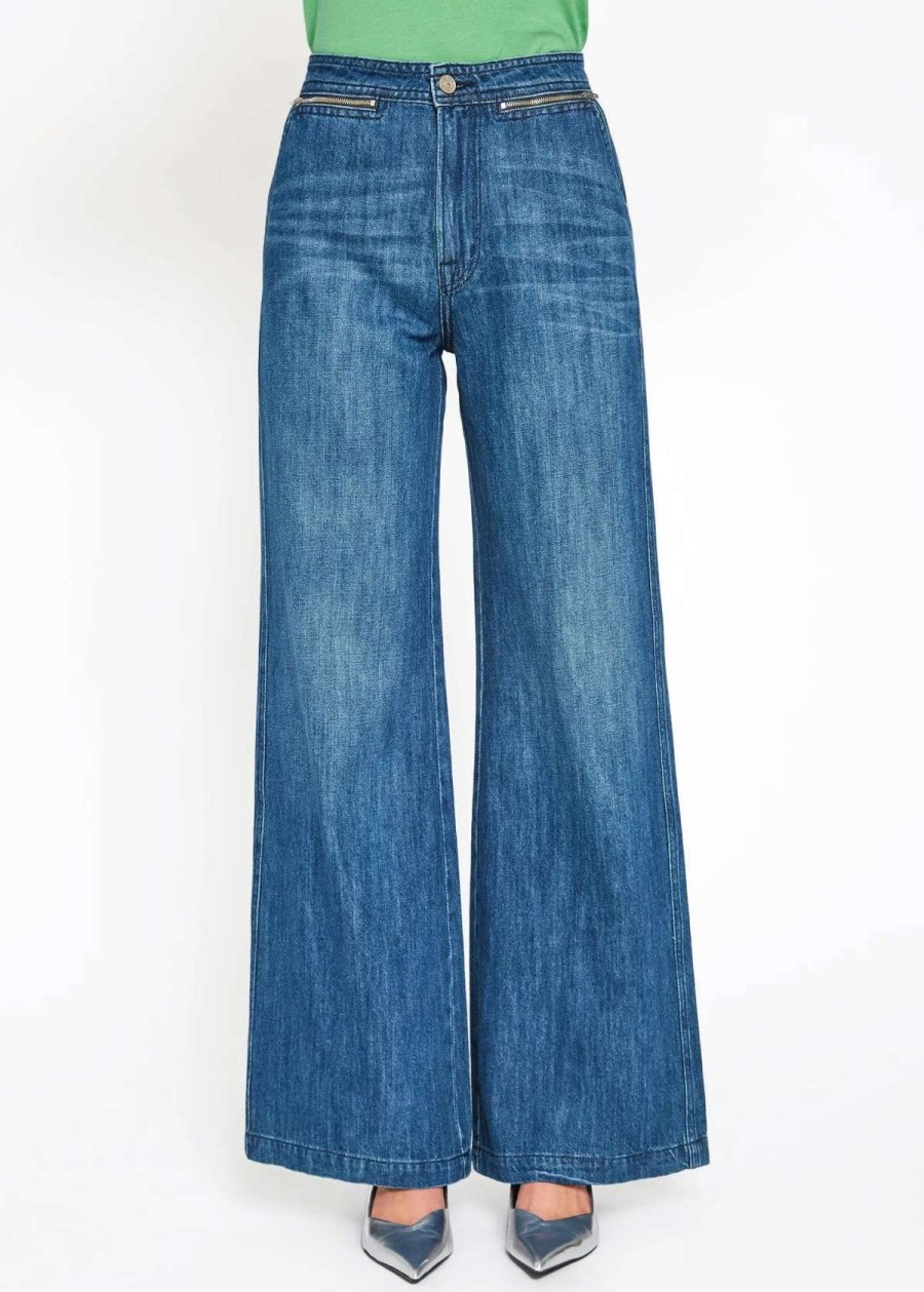 Clearance Noend Colette Zip Leg In Bend Denim