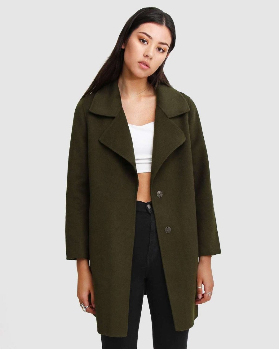 Best Belle & Bloom Ex-Boyfriend Wool Blend Oversized Jacket Military Green