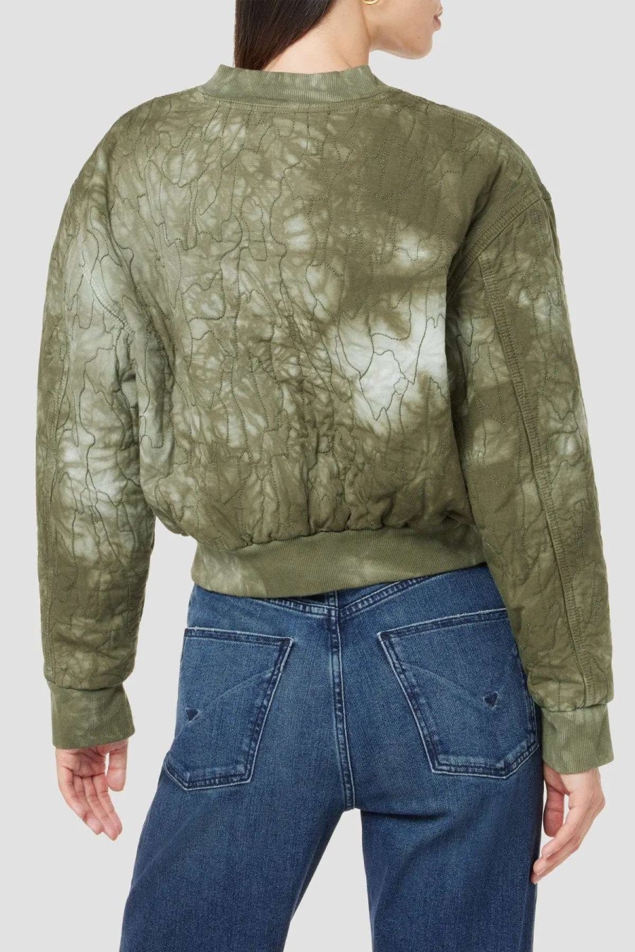 Hot Hudson Jeans Cropped Bomber Jacket Embroidered Camo