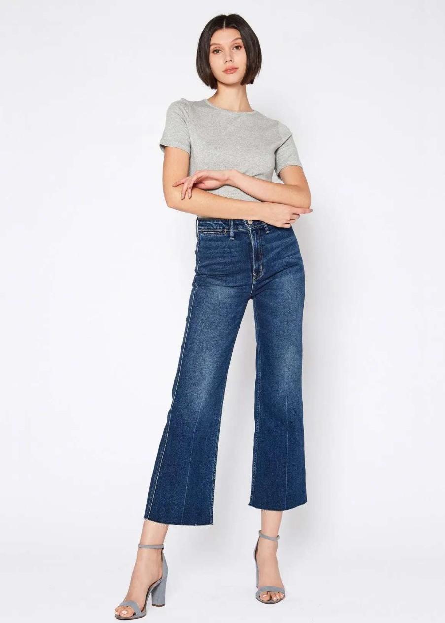 New Noend Denim Queen Wide Leg Crop In Thunder