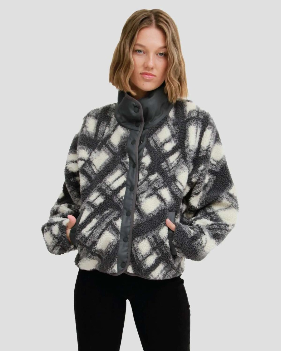 Clearance Belle & Bloom Cloud Nine Printed Teddy Coat Grey