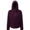 New Tridri Womens/Ladies Sherpa Fleece Quarter Zip Hoodie ( ) Mulberry Red