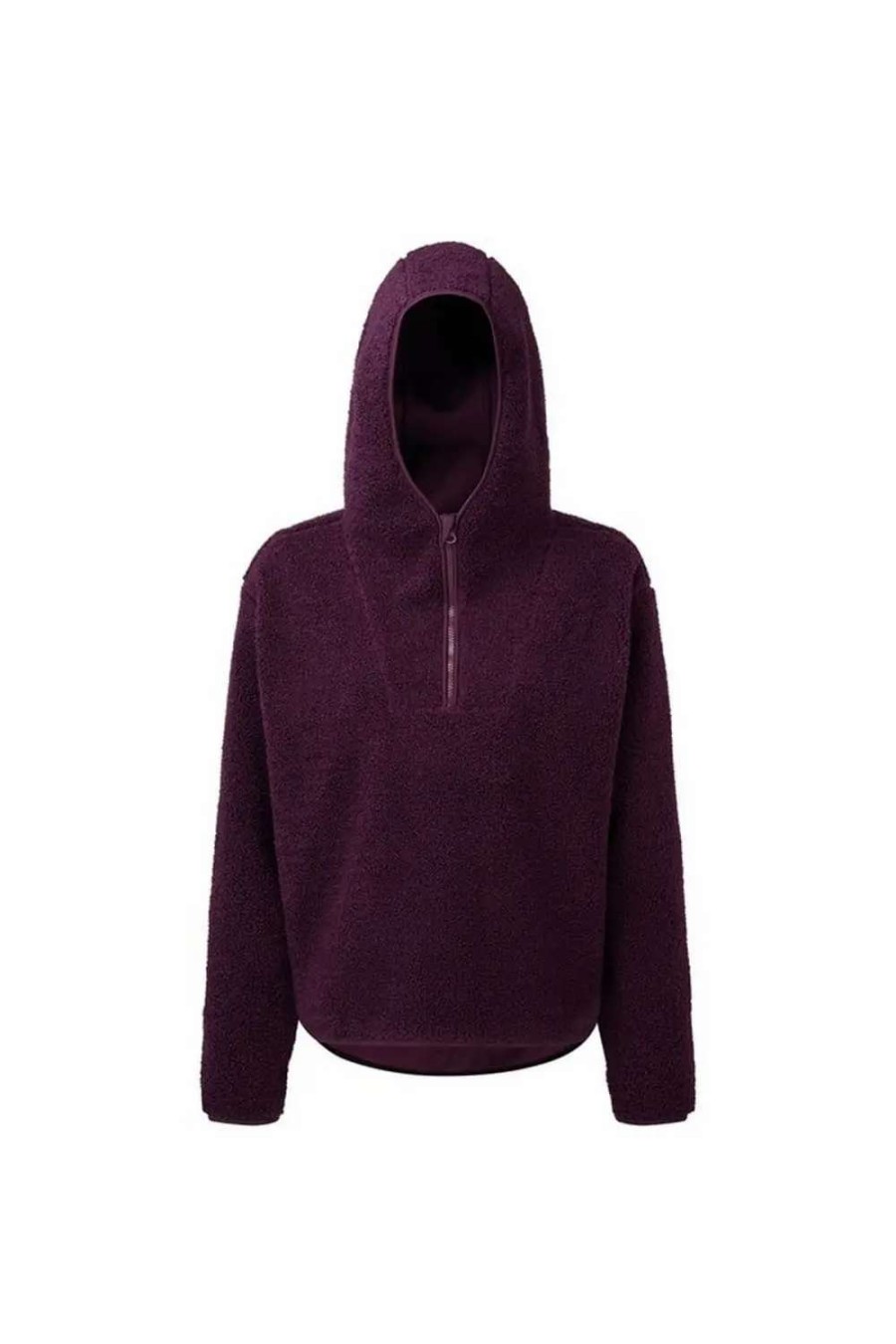 New Tridri Womens/Ladies Sherpa Fleece Quarter Zip Hoodie ( ) Mulberry Red