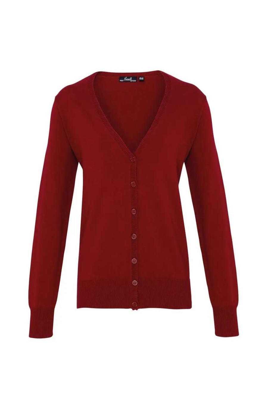 Best Premier Womens/Ladies Button Through Long Sleeve V-Neck Knitted Cardigan Burgundy