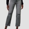 New Hudson Jeans Remi High-Rise Straight Crop Jean Stone Grey Destructed