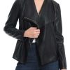 New Avec Les Filles Aux Leather Drape Jacket Black