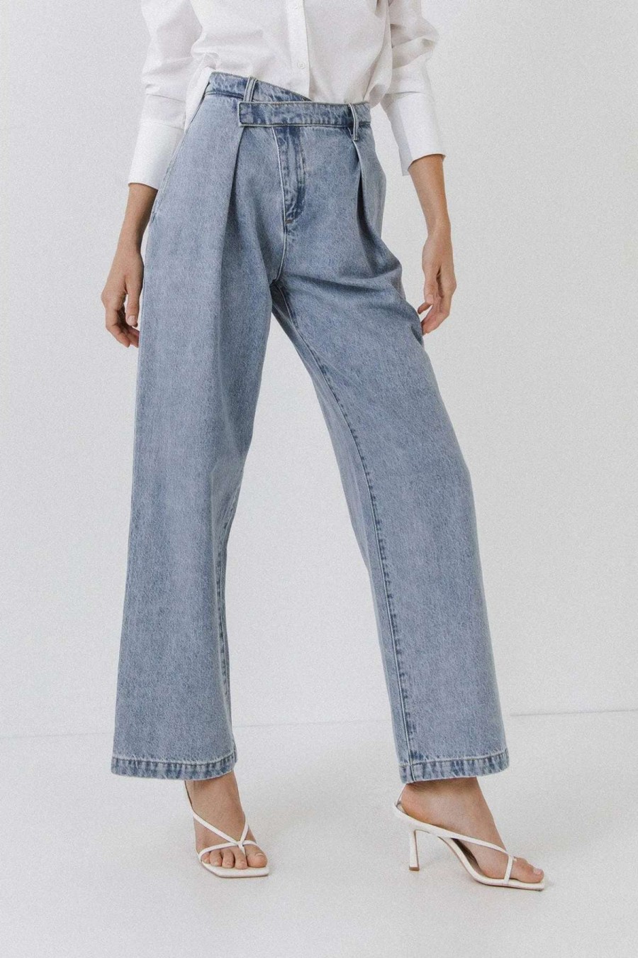 Online Grey Lab Pleat Tuck Straight Leg Jean