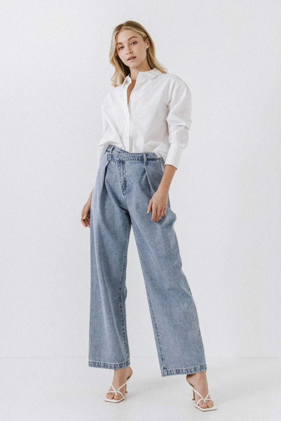 Online Grey Lab Pleat Tuck Straight Leg Jean