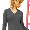 Best Asquith & Fox Womens/Ladies V-Neck Sweater Charcoal