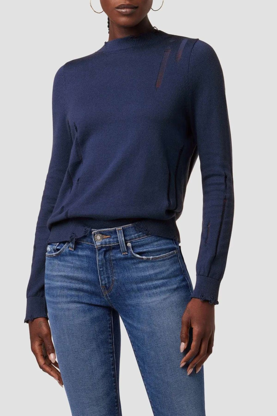 Online Hudson Jeans Long Sleeve Twist Back Sweater Beacon Blue