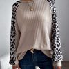 Online Anna-Kaci Waffle Knit Leopard Fall Sweater Beige