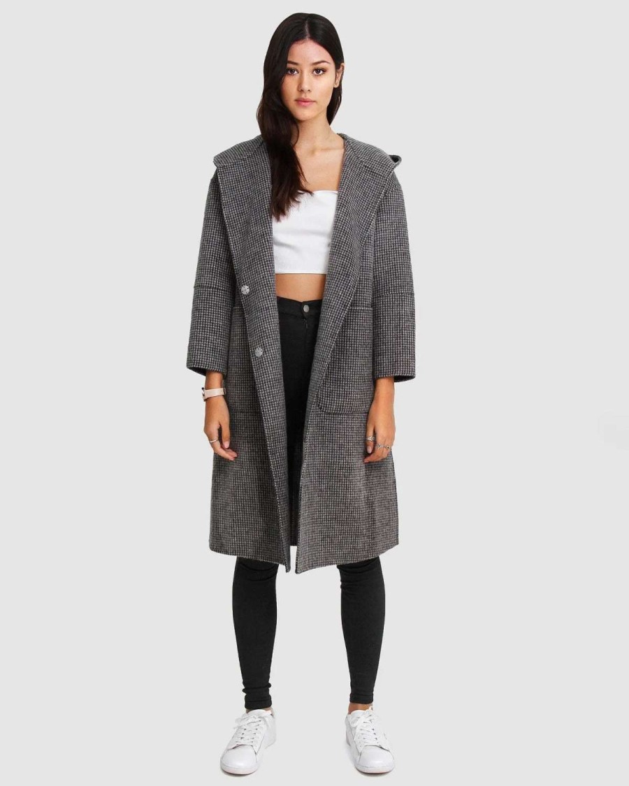 Best Belle & Bloom Walk This Way Wool Blend Oversized Coat Black/White