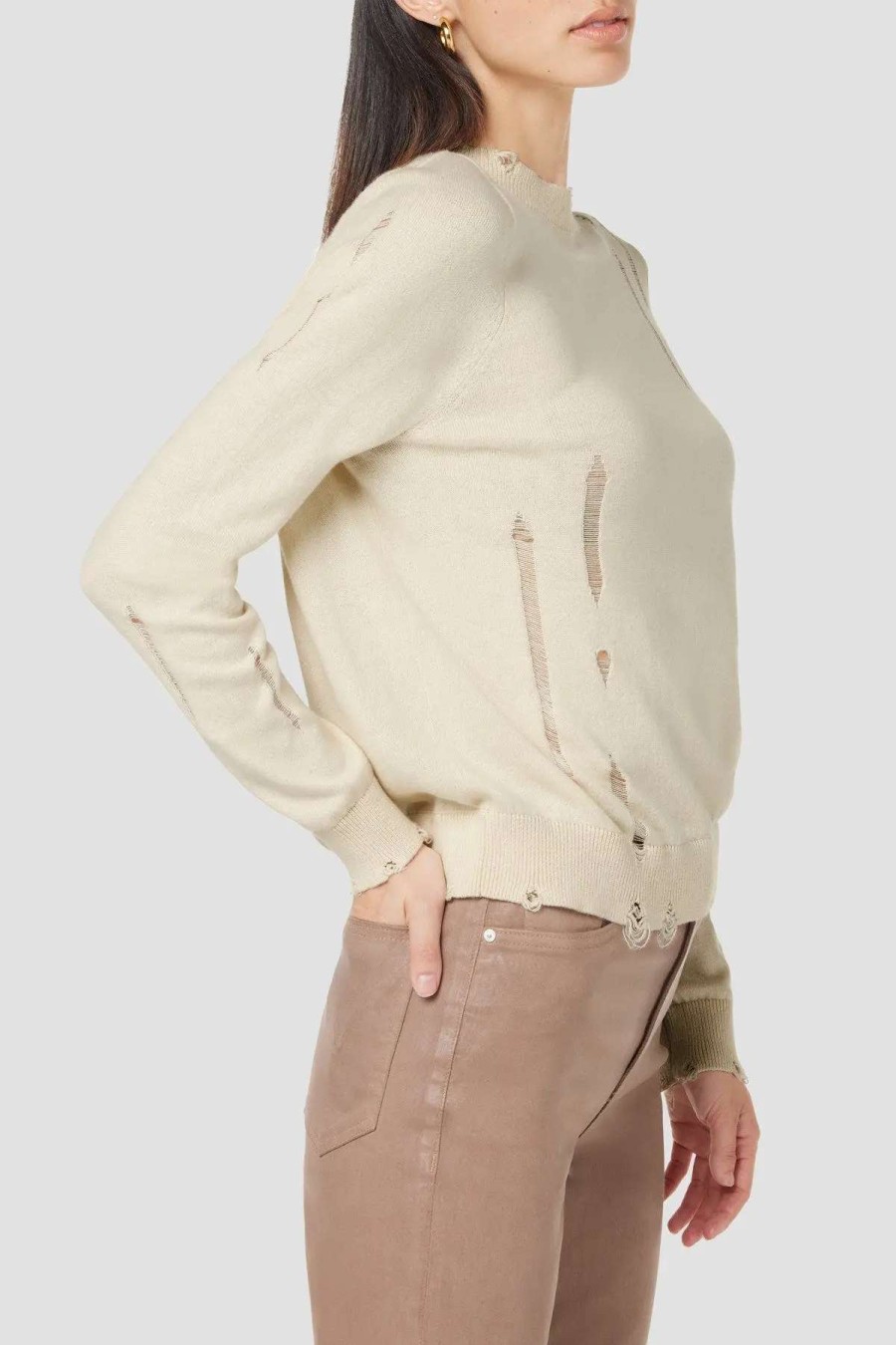 Online Hudson Jeans Ls Sweater W Twist Back Cream