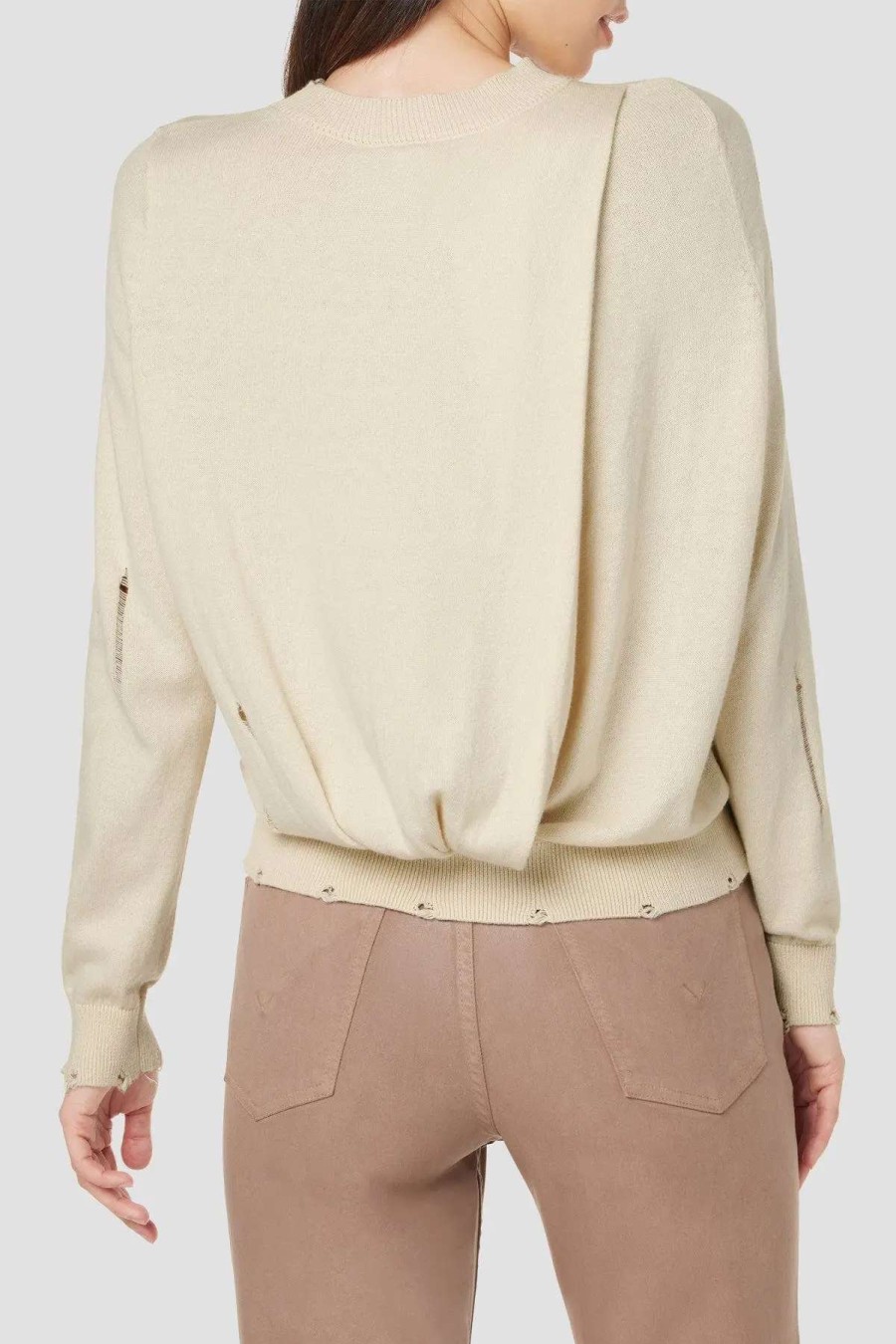 Online Hudson Jeans Ls Sweater W Twist Back Cream