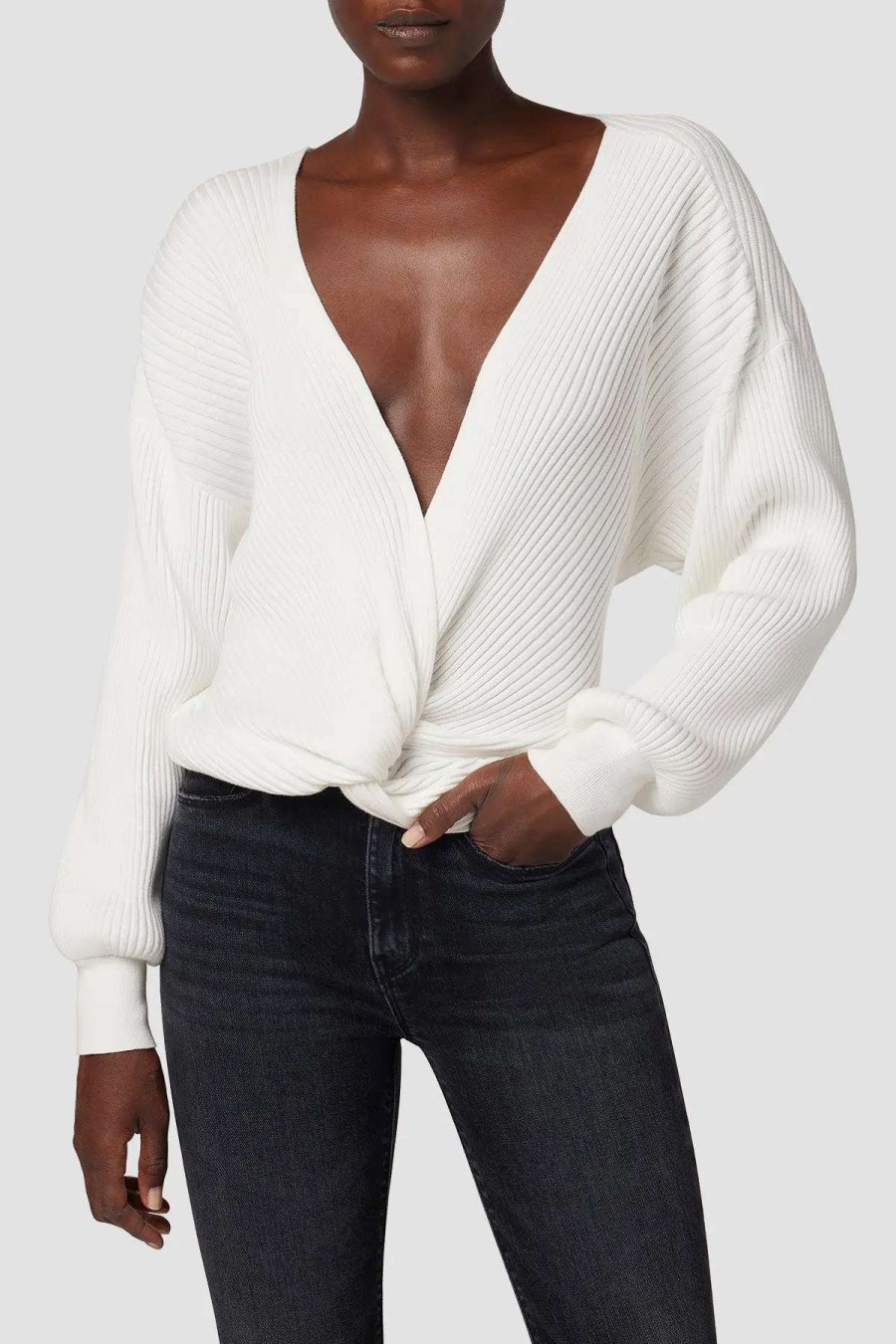 Hot Hudson Jeans Knotted Sweater White