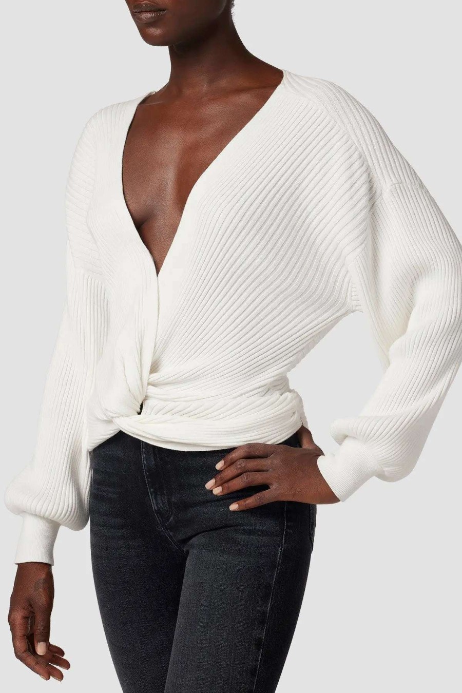 Hot Hudson Jeans Knotted Sweater White