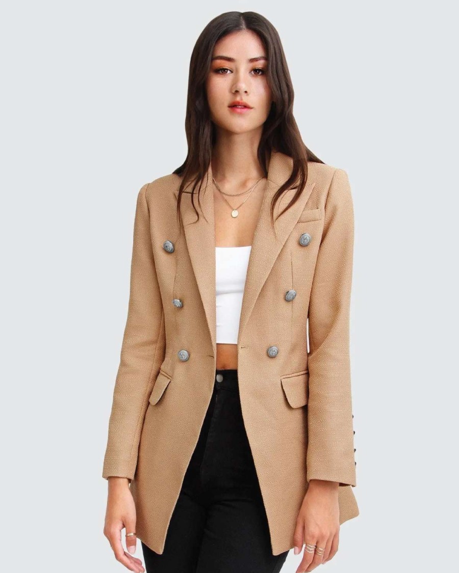 Best Belle & Bloom Princess Polina Textured Weave Blazer Camel