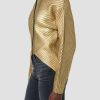 Clearance Hudson Jeans Front Wrap Sweater Foiled Camel