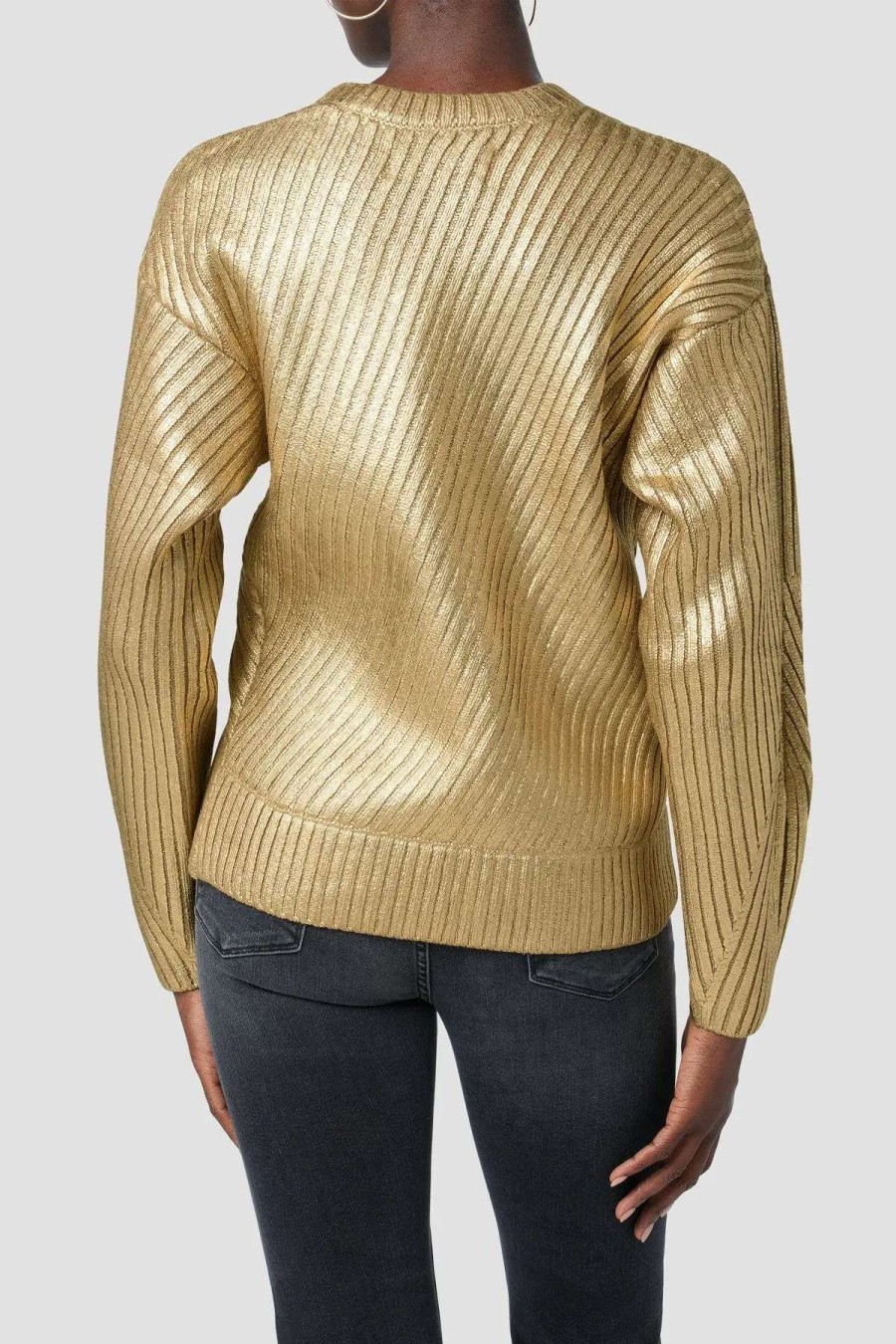 Clearance Hudson Jeans Front Wrap Sweater Foiled Camel