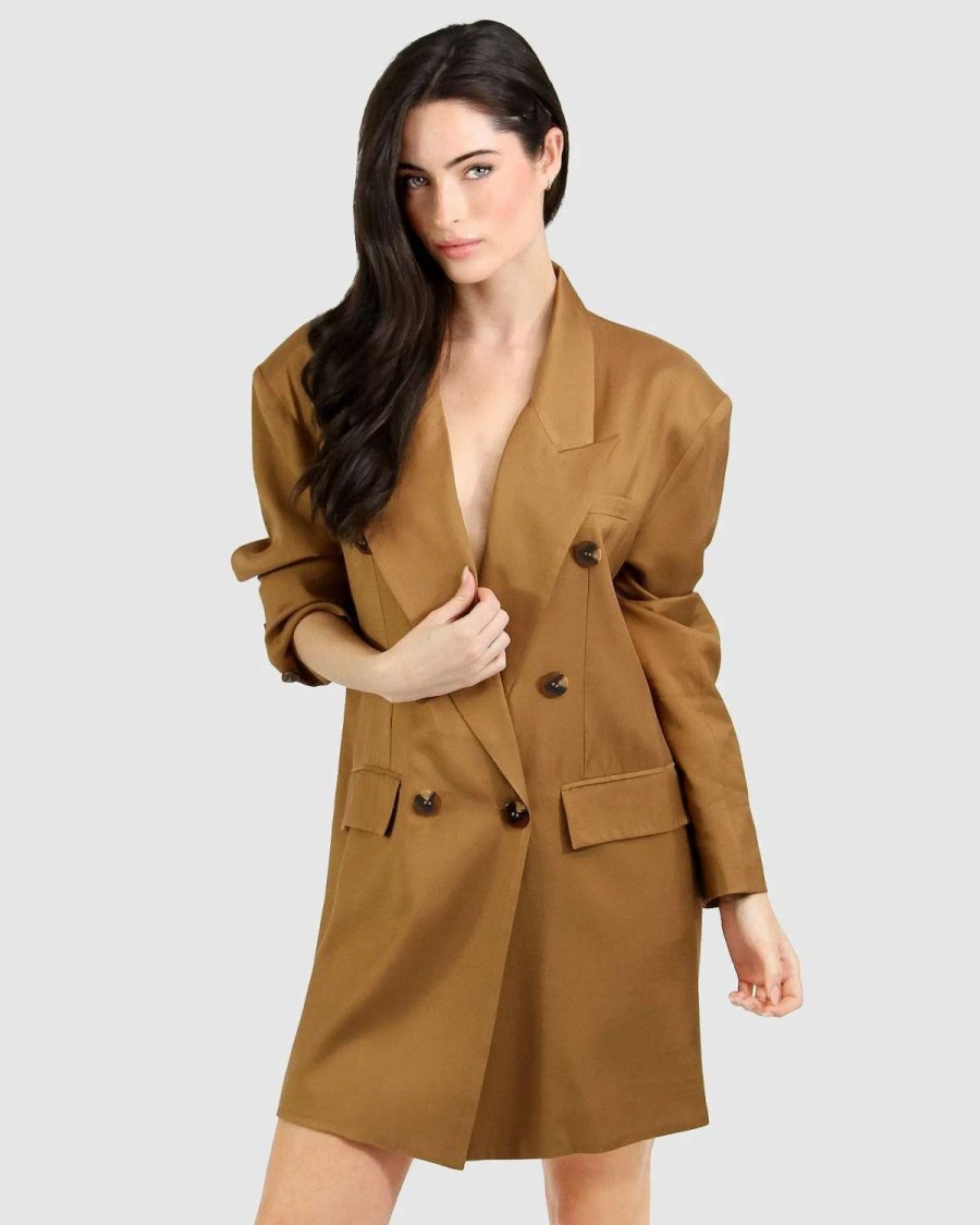 Best Belle & Bloom Less Than Zero Oversized Blazer Dark Camel