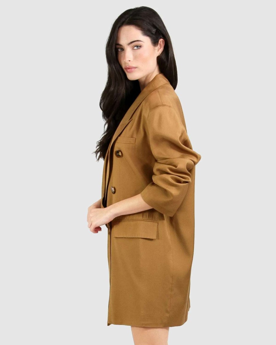 Best Belle & Bloom Less Than Zero Oversized Blazer Dark Camel