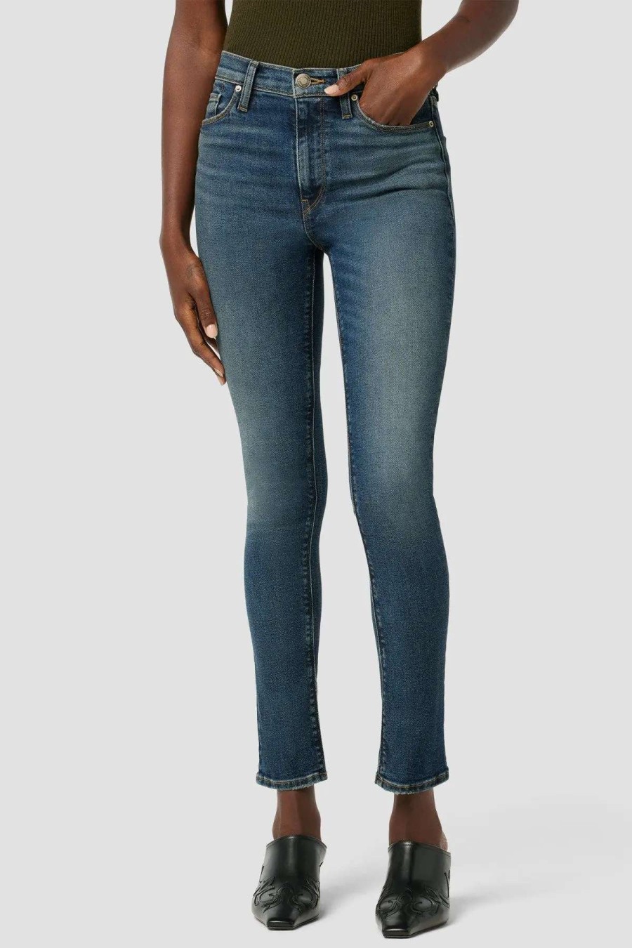 New Hudson Jeans Barbara High-Rise Super Skinny Ankle Jeans Eons