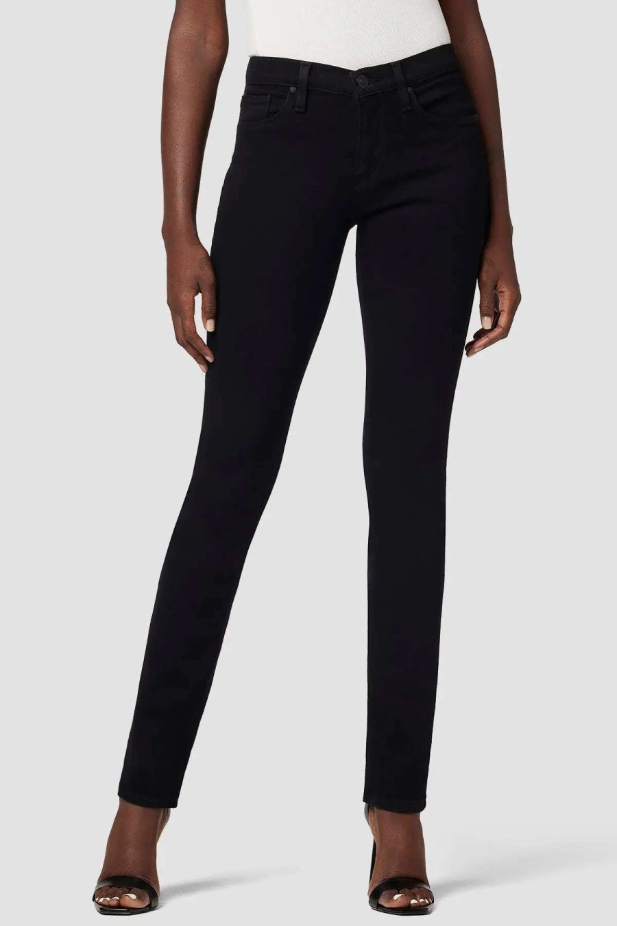 New Hudson Jeans Nico Mid-Rise Straight Leg Supermodel Jean Black