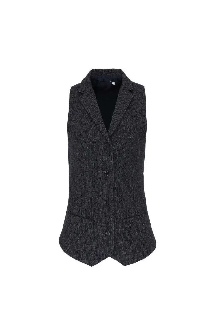 Clearance Premier Womens/Ladies Herringbone Waistcoat Dark Gray