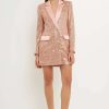 Wholesale Endless Rose Sequins Belted Blazer Rose Gold