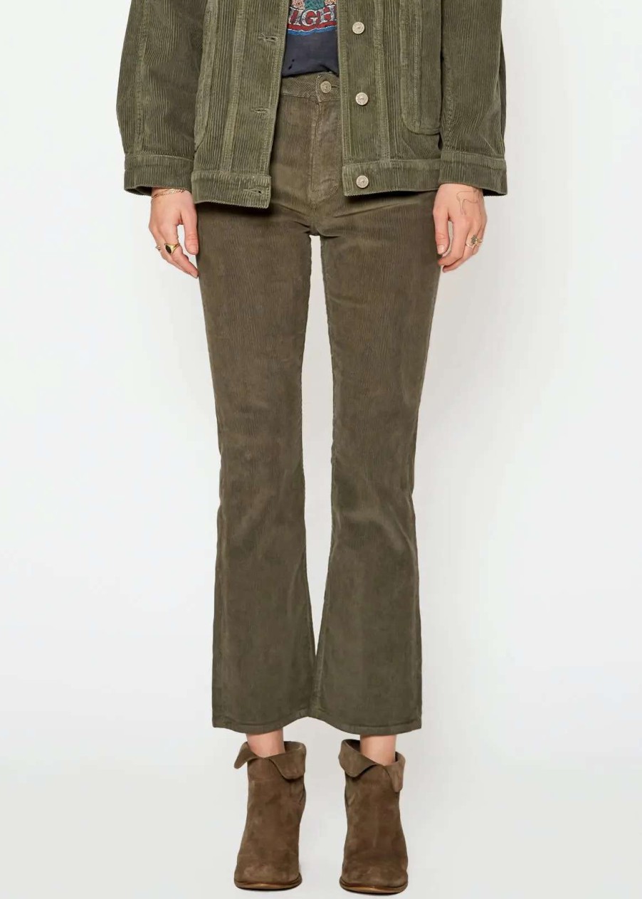 Online Noend Denim Farrah Corduroy Kick Flare In Sage