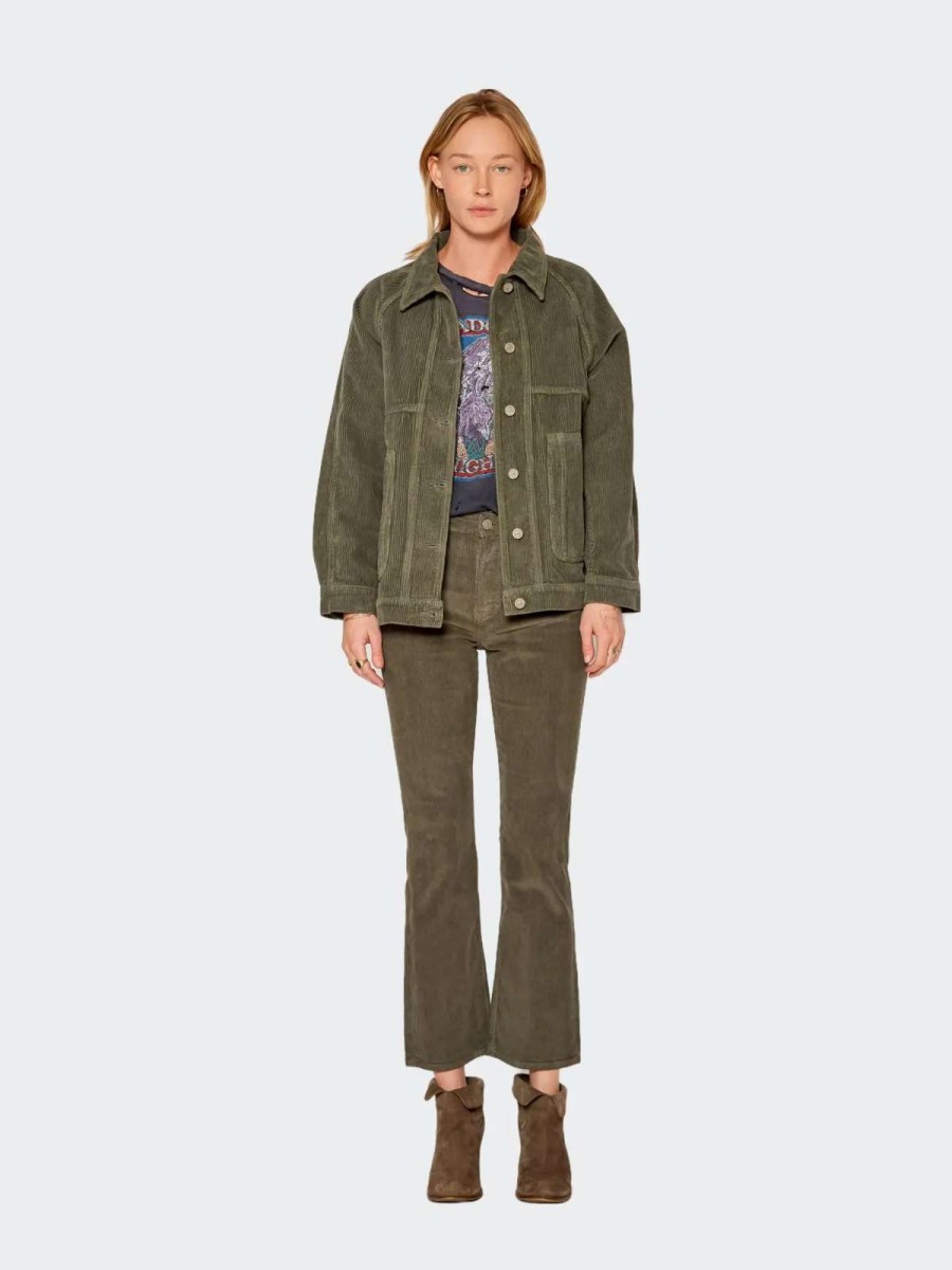 Online Noend Denim Farrah Corduroy Kick Flare In Sage