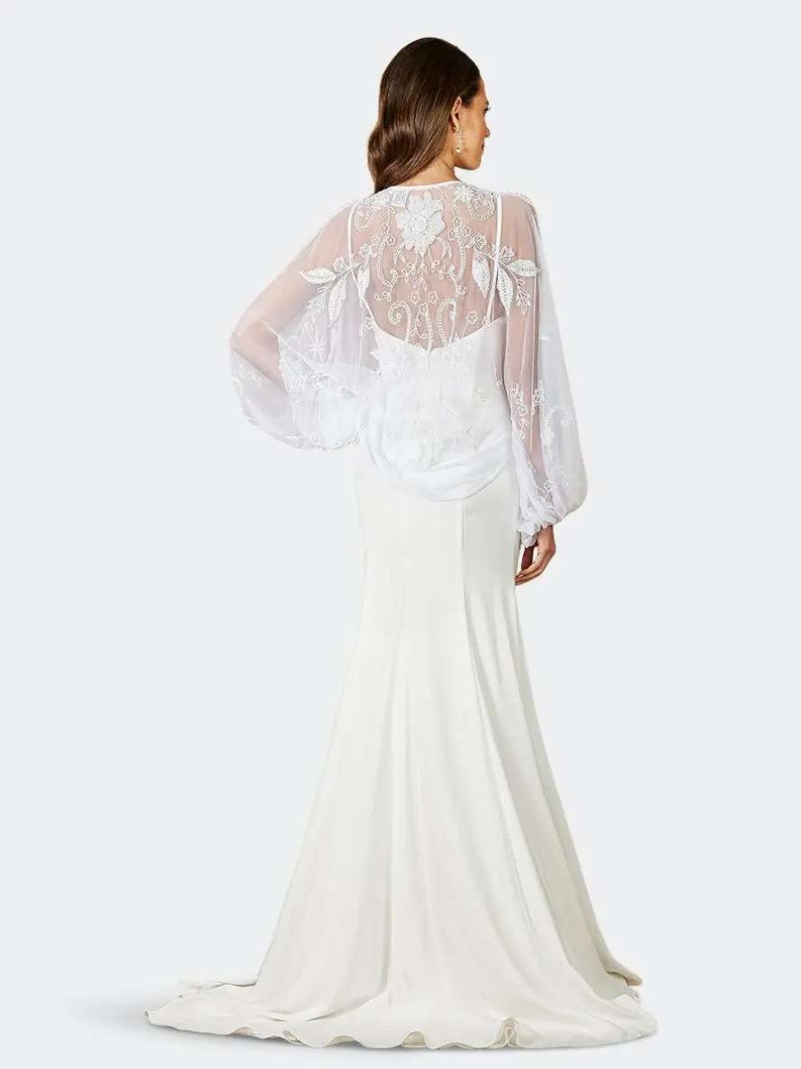 Online Lara 51103- Long Sleeve Floral Beaded Jacket Ivory