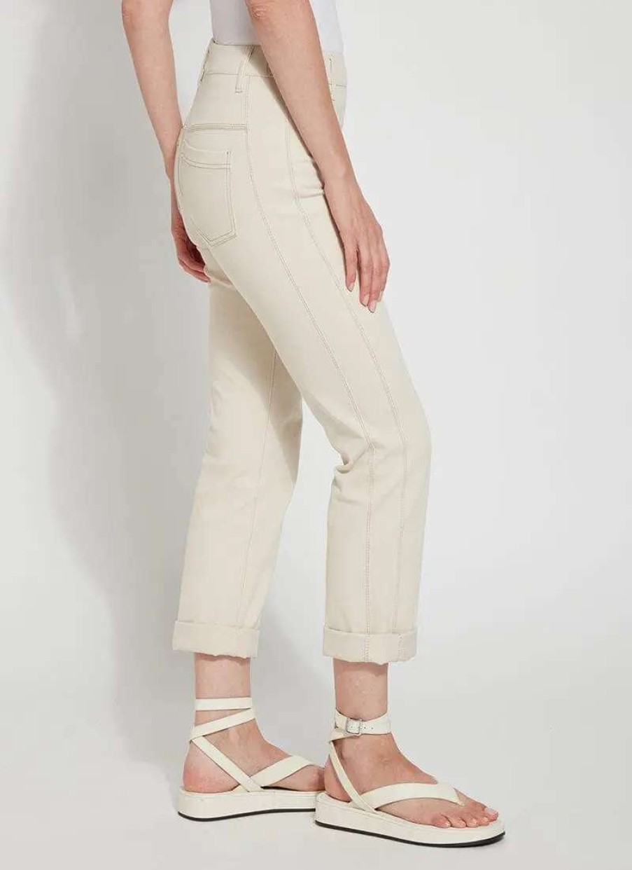 Clearance Lysse Cropped Boyfriend Denim 24 Inseam Cuffed Crisp Chino