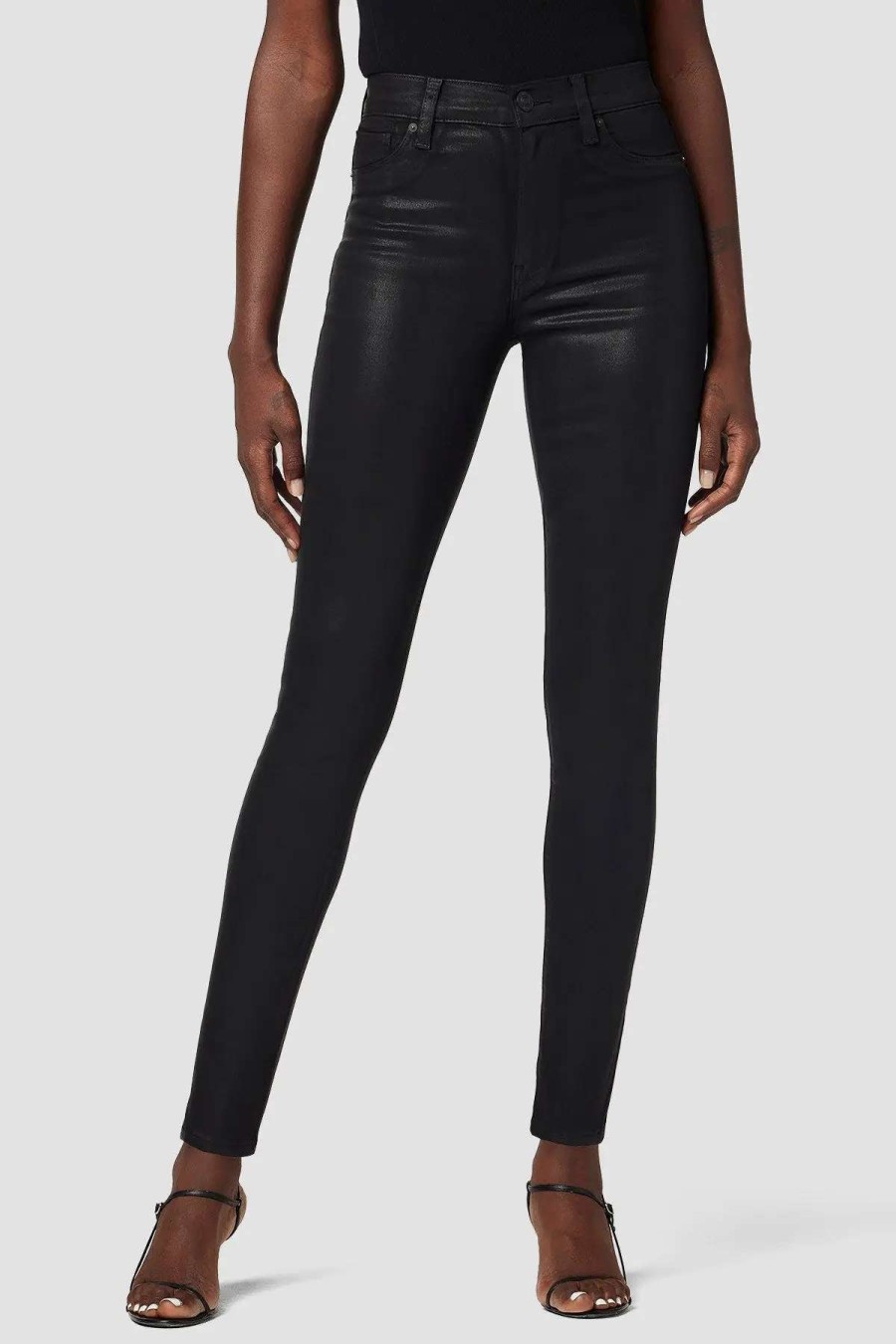 Hot Hudson Jeans Barbara High-Rise Super Skinny Ankle Jean Noir Coated