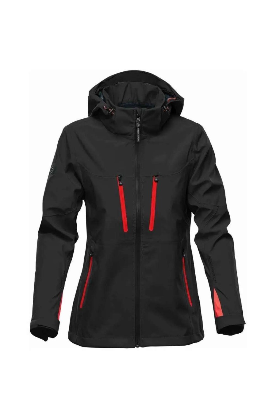 Wholesale Stormtech Womens/Ladies Patrol Hooded Soft Shell Jacket ( ) Black/Bright Red