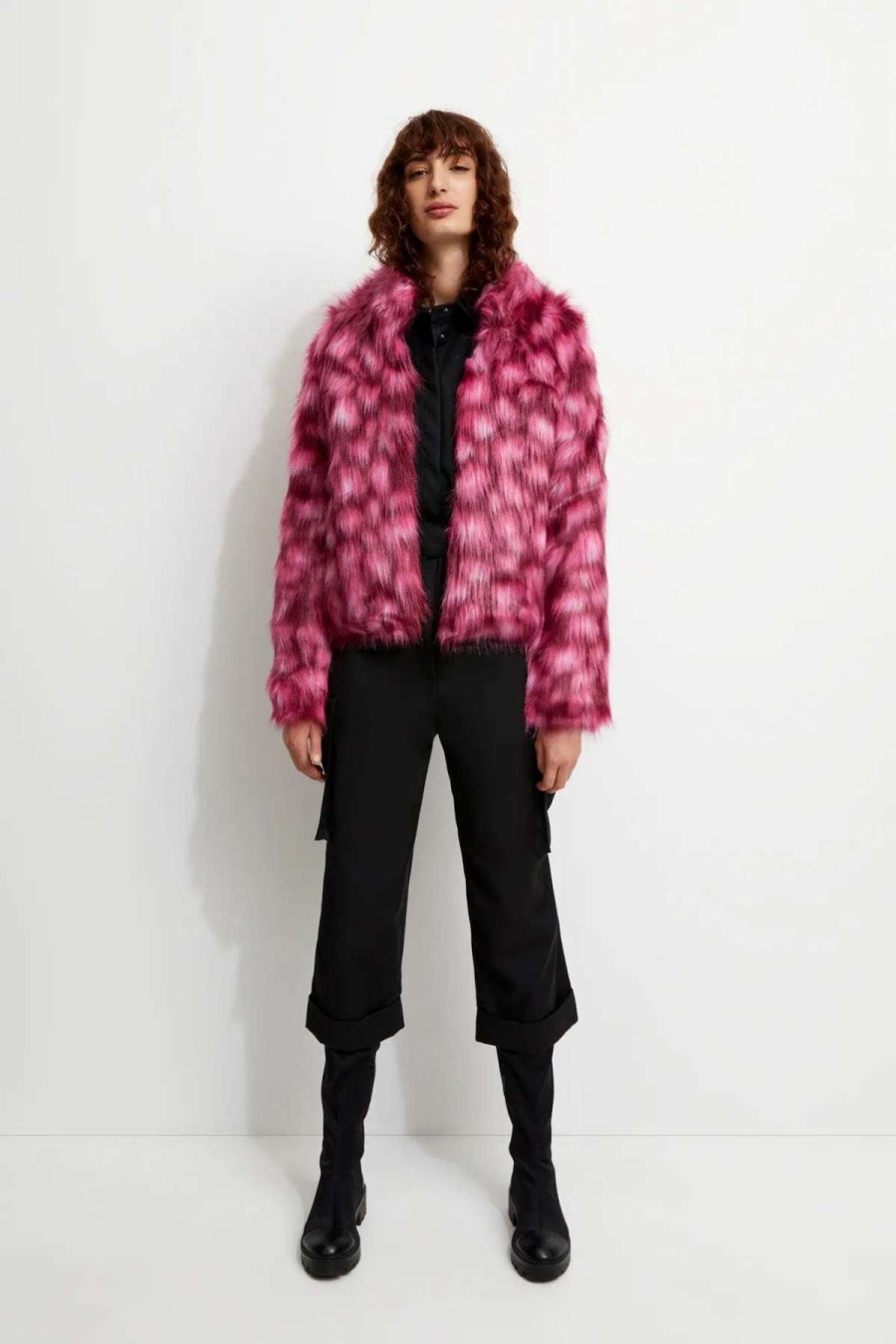 Clearance Unreal Fur Glow Jacket Pink Leopard