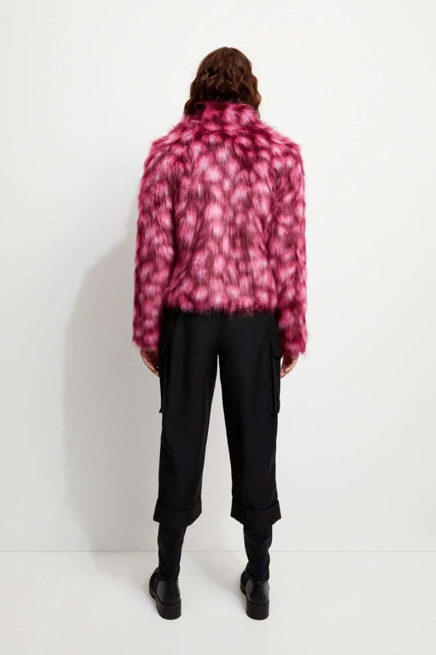 Clearance Unreal Fur Glow Jacket Pink Leopard