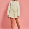 Clearance English Factory Premium Handmade Pom Pom Cardigan Ivory