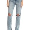 Clearance Avec Les Filles Split Hem Straight Leg Distressed Jeans Workshop Blue Wash